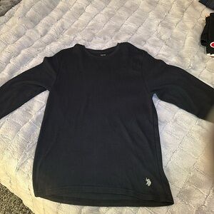 Polo Assn. sleepwear thermal long sleeve shirt. Black in color.